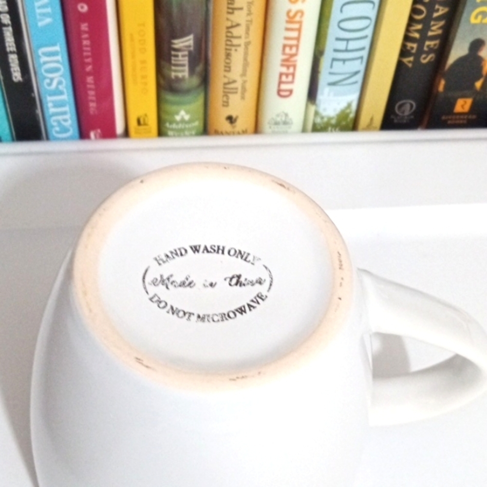 WEDDING RING "I DO" COFFEE MUG - White and Pink - 20oz. CUP - Picture 6 of 7